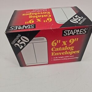 Staples White 6"x9" Catalog Envelopes 24lb Bright White Wove 250 pc/carton